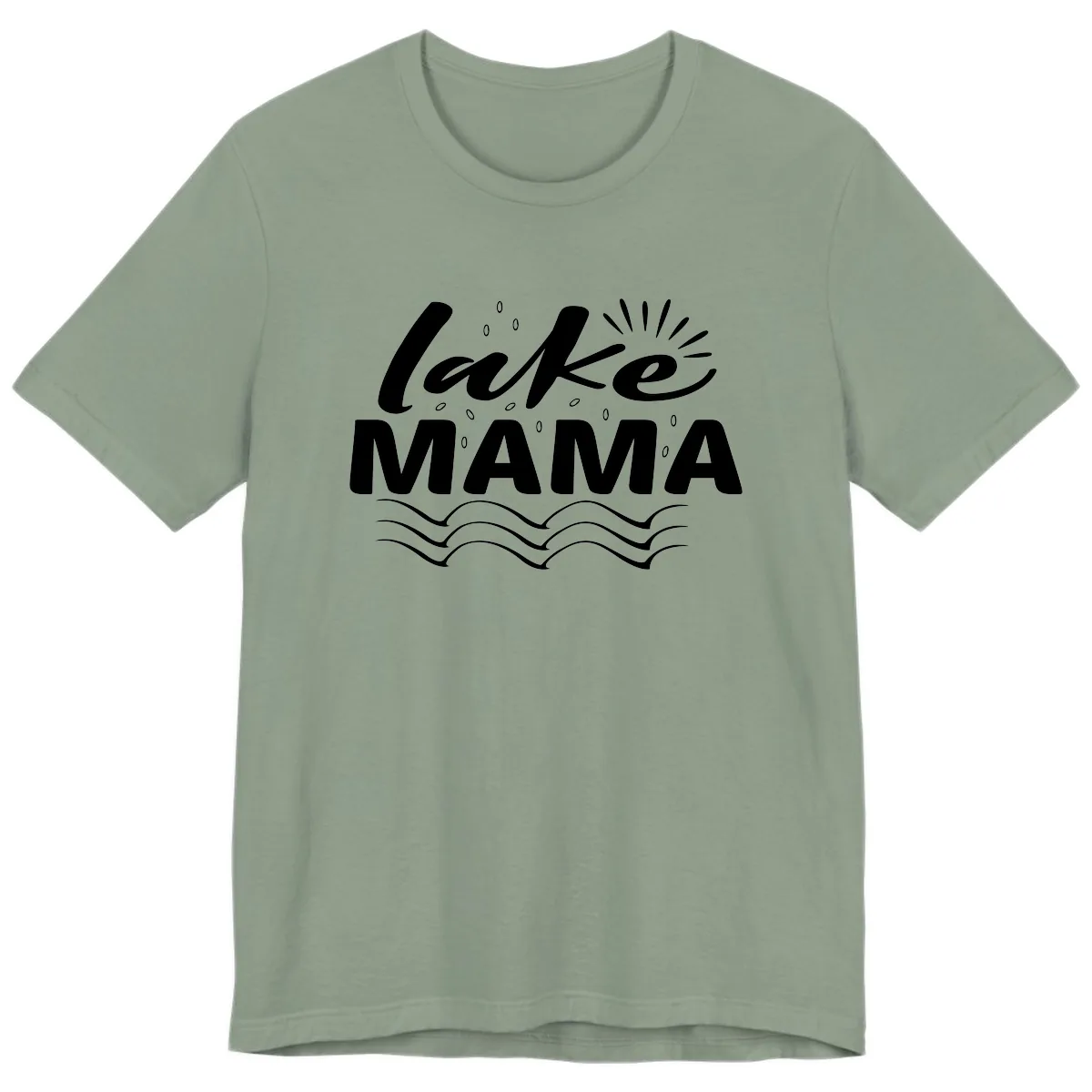 Lake Mama Script and Wave Design Premium T-Shirt in Sage