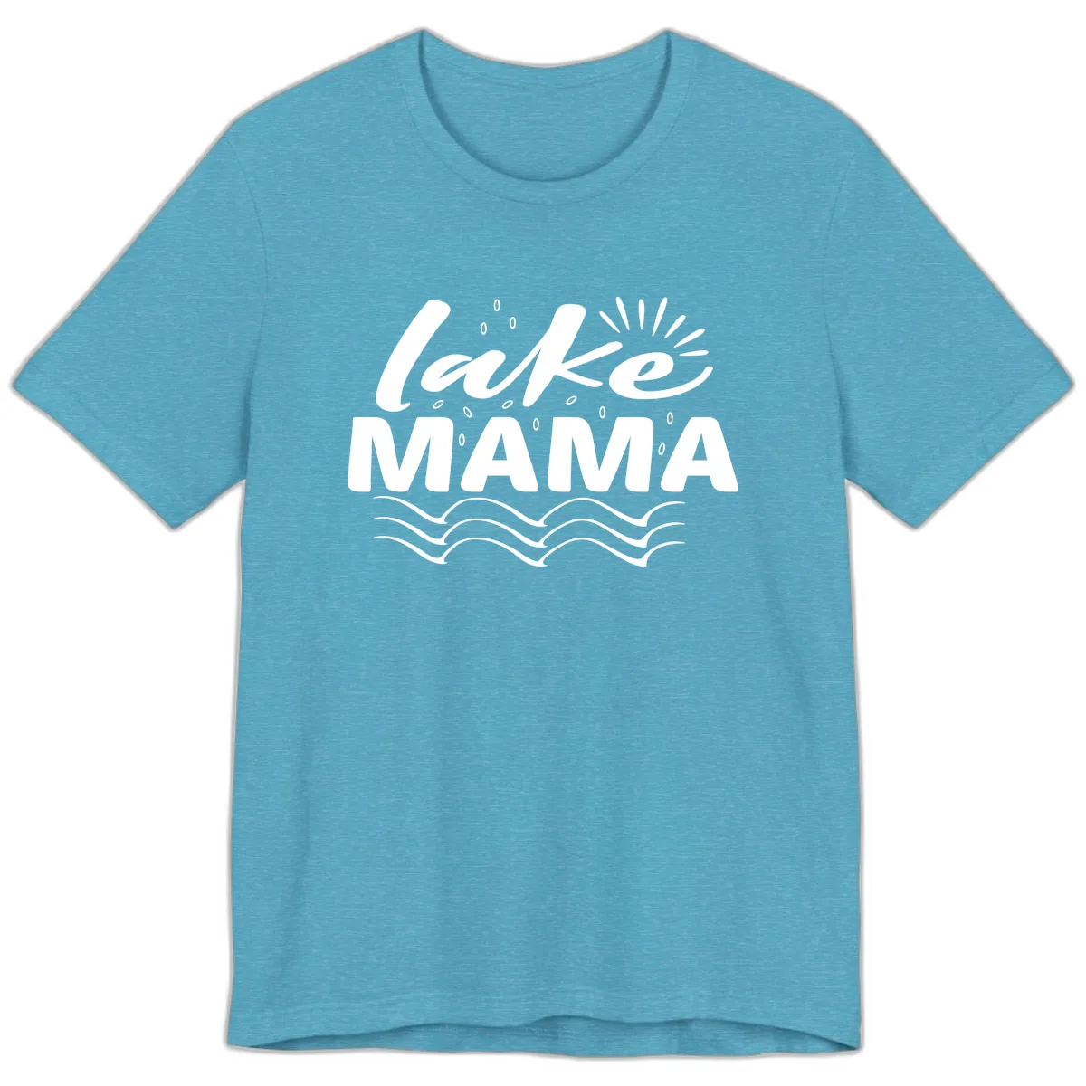 Lake Mama Script and Wave Design Premium T-Shirt in Heather Aqua