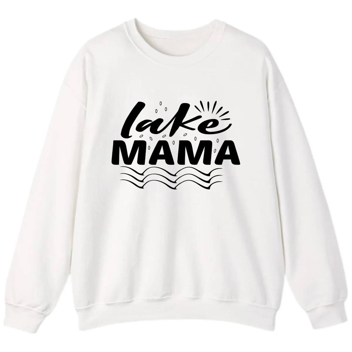 Lake Mama Script and Wave Design Sweatshirt in White