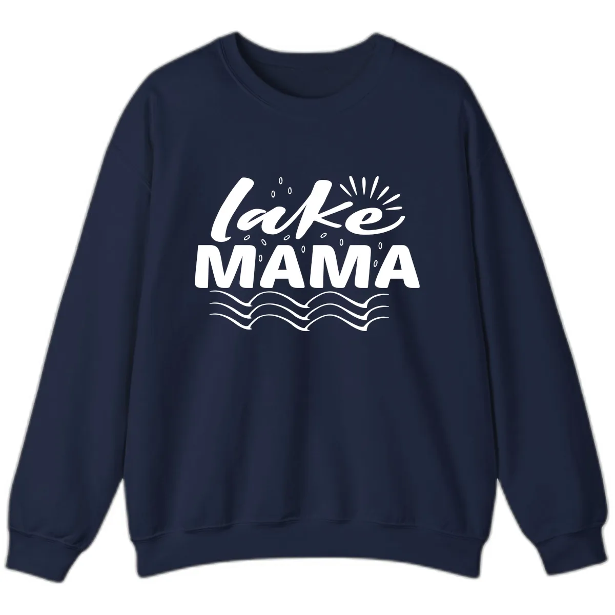 Lake Mama Script and Wave Design Sweatshirt in Navy