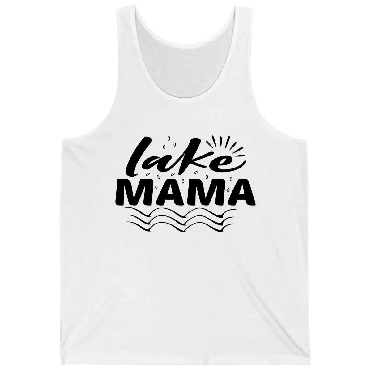 Lake Mama Script and Wave Design Tank in White