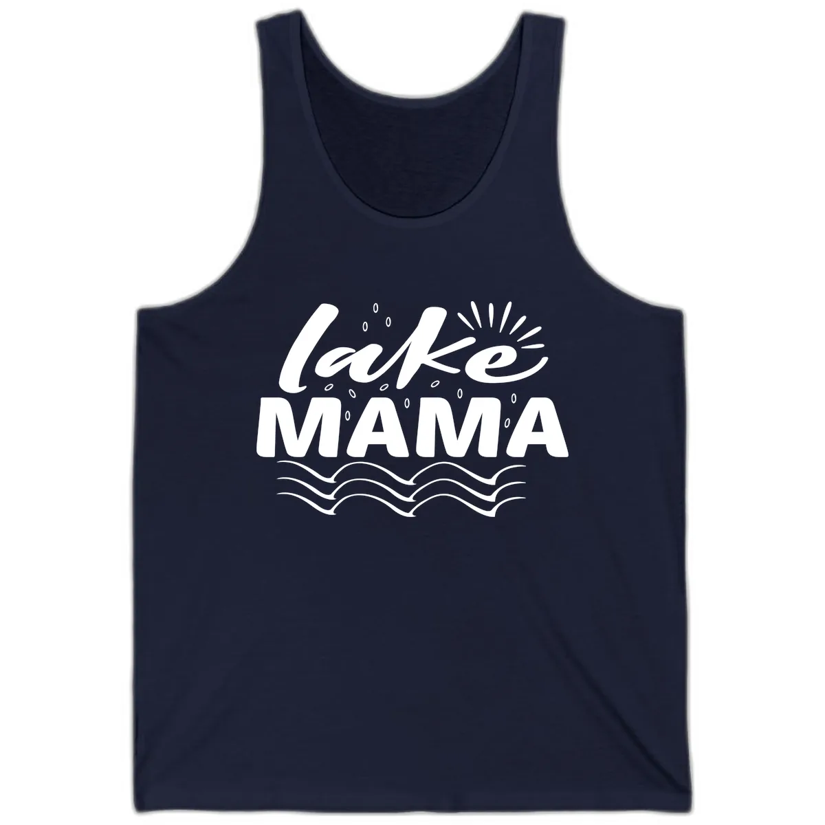 Lake Mama Script and Wave Design Tank in Navy