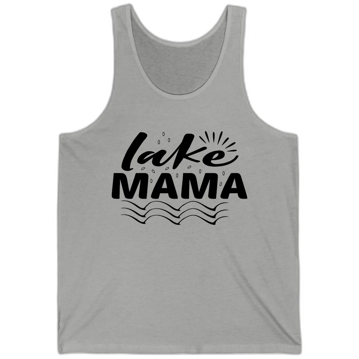 Lake Mama Script and Wave Design Tank in Athletic Heather