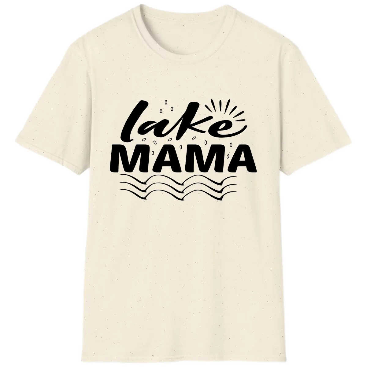 Lake Mama Script and Wave Design T-Shirt in Natural