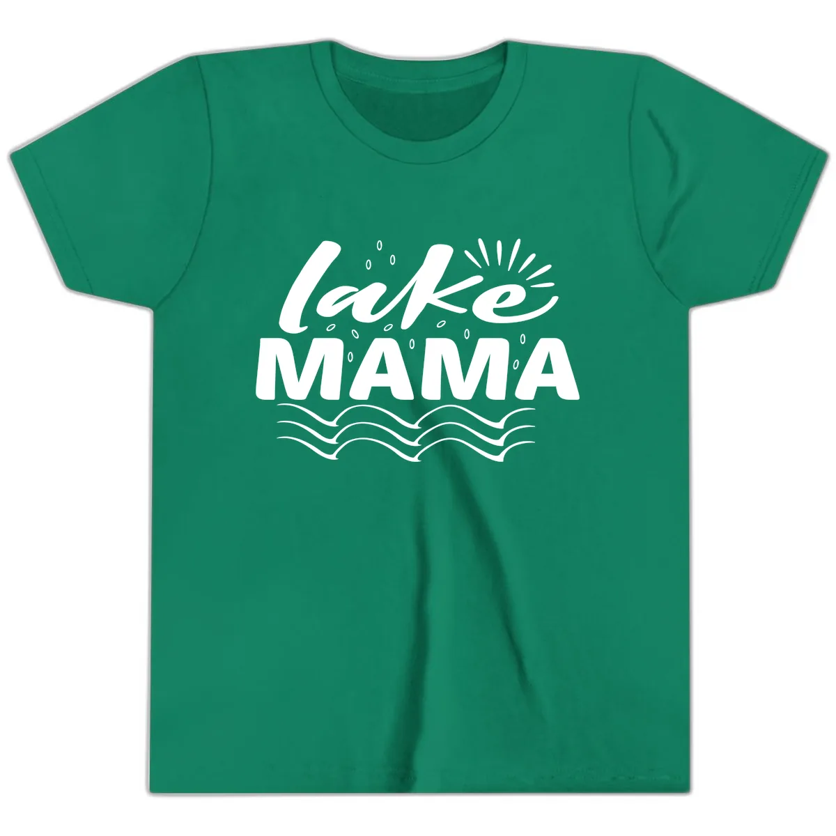 Lake Mama Script and Wave Design Youth T-Shirt in Kelly