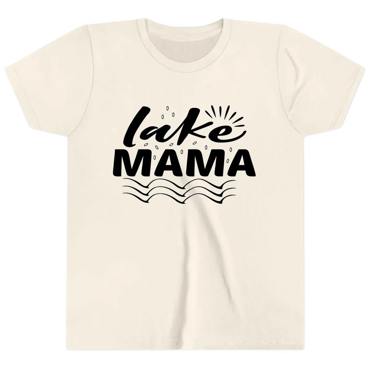 Lake Mama Script and Wave Design Youth T-Shirt in Natural