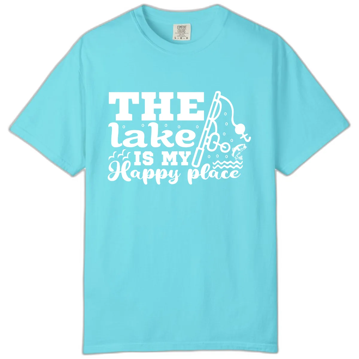 The Lake Is My Happy Place Fishing Design Comfort Color in Lagoon Blue