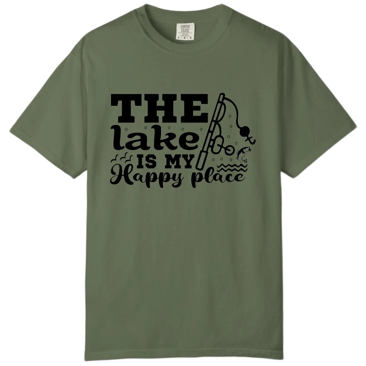 The Lake Is My Happy Place Fishing Design Comfort Color in Sage