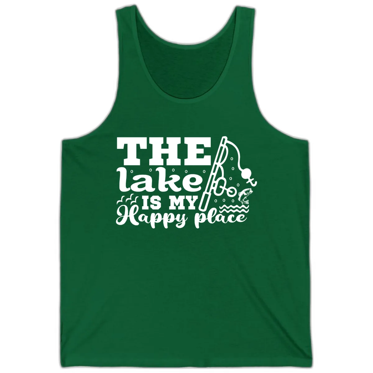 The Lake Is My Happy Place Fishing Design Tank in Kelly