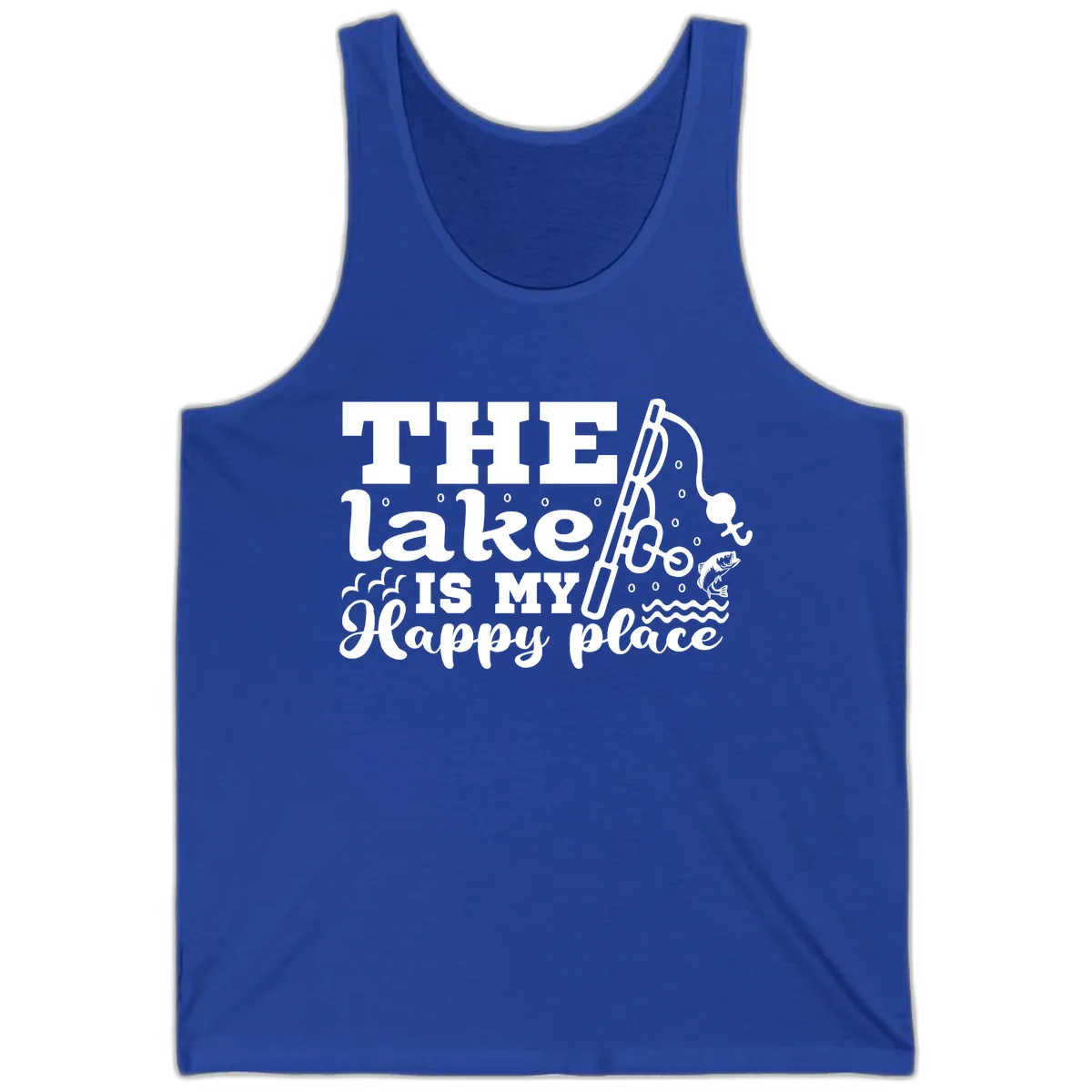 The Lake Is My Happy Place Fishing Design Tank in True Royal