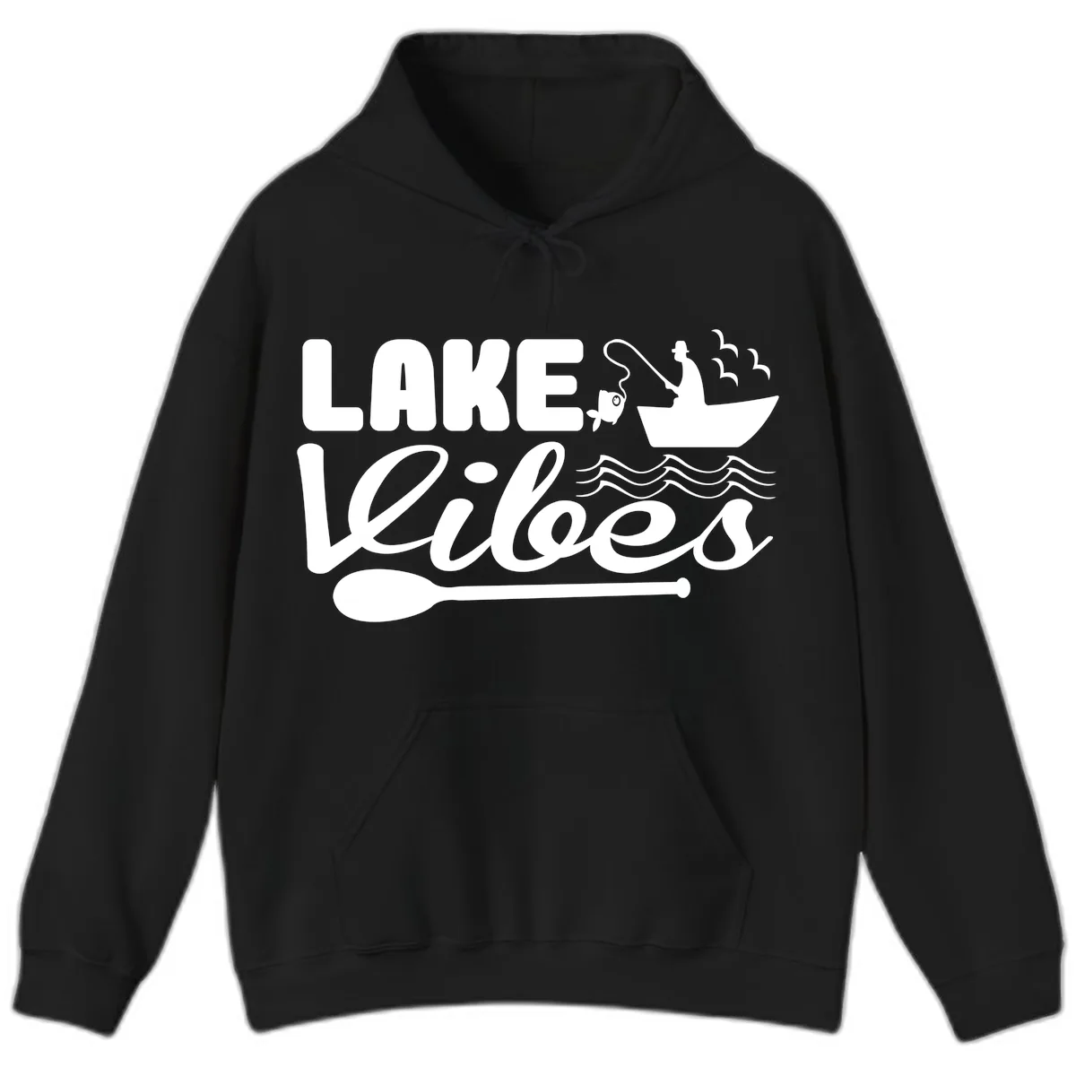 Lake Vibes Fisherman's Delight Hoodie in Black