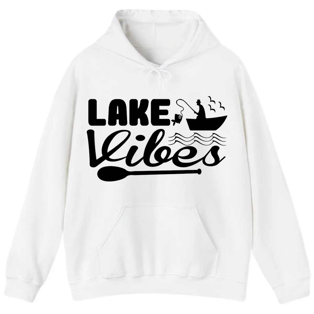 Lake Vibes Fisherman's Delight Hoodie in White