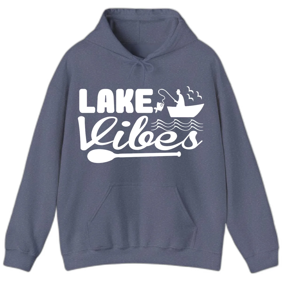Lake Vibes Fisherman's Delight Hoodie in Heather Navy