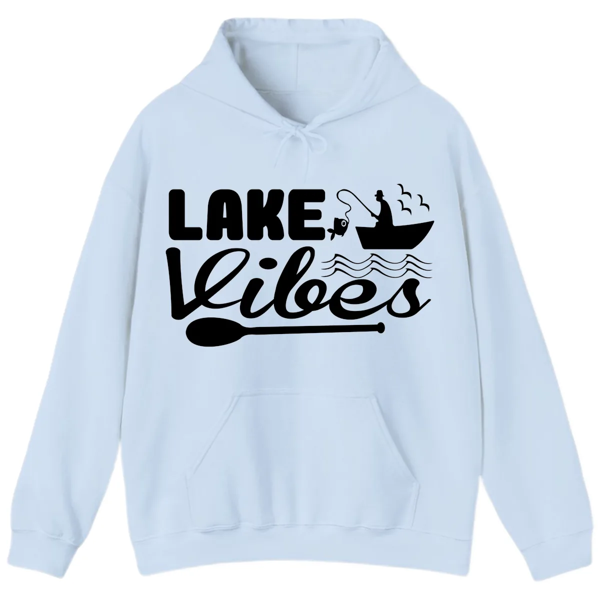 Lake Vibes Fisherman's Delight Hoodie in Light Blue