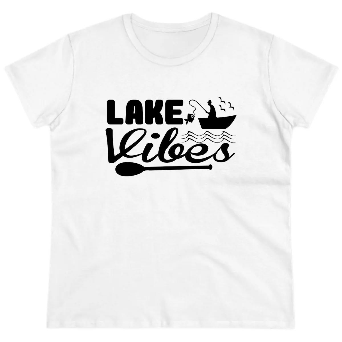 Lake Vibes Fisherman's Delight Ladies Tee in White