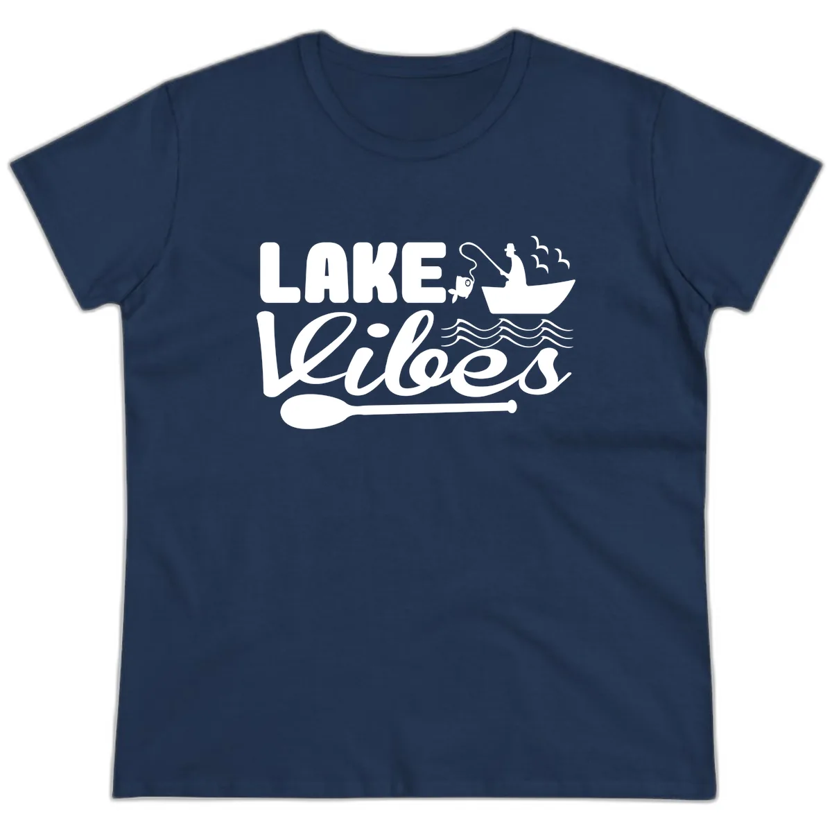 Lake Vibes Fisherman's Delight Ladies Tee in Navy