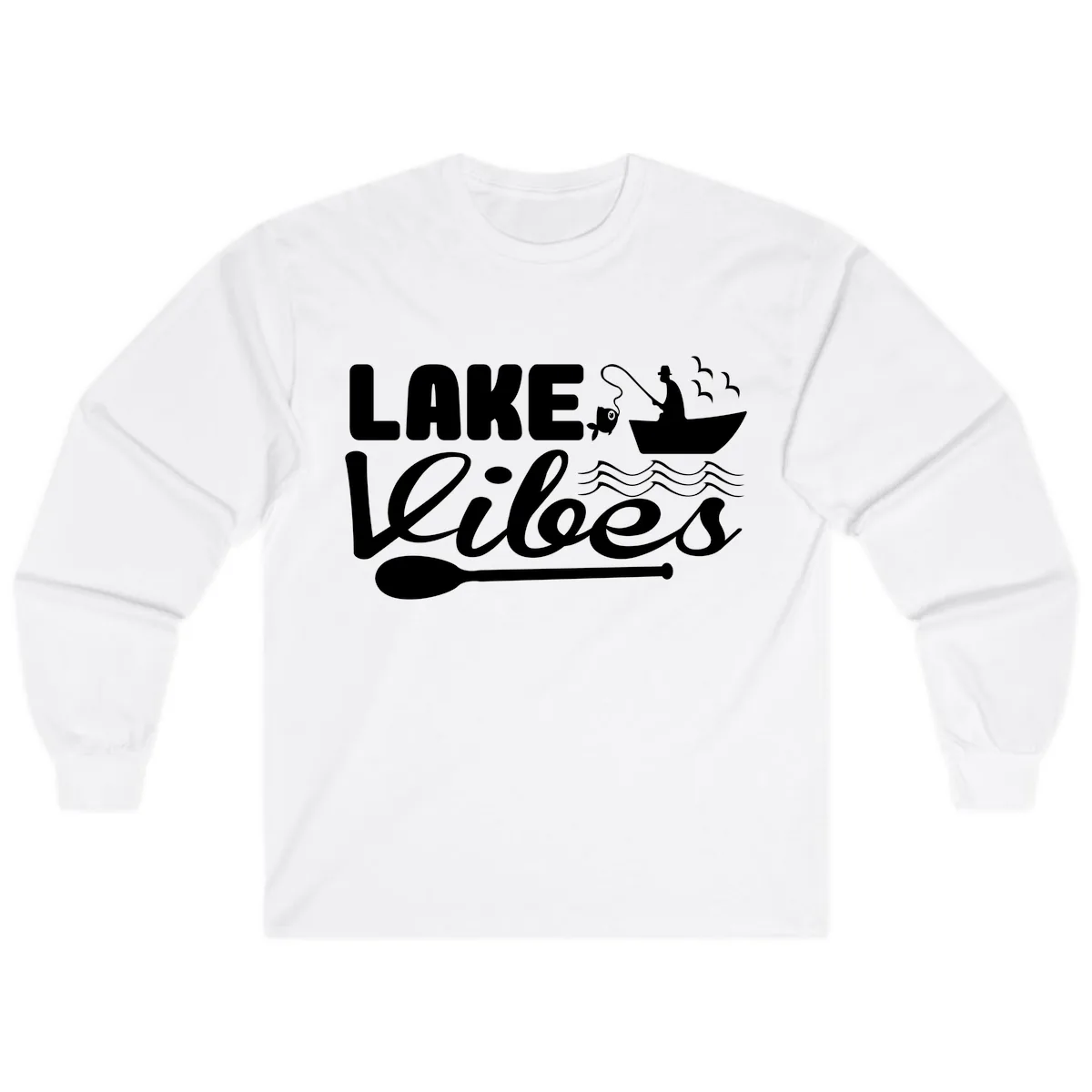 Lake Vibes Fisherman's Delight Long Sleeve in White