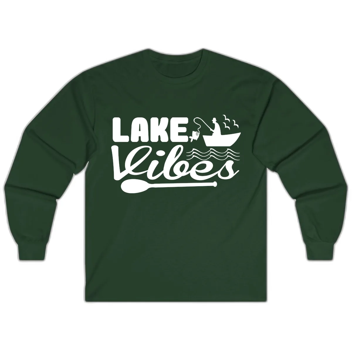 Lake Vibes Fisherman's Delight Long Sleeve in Forest Green