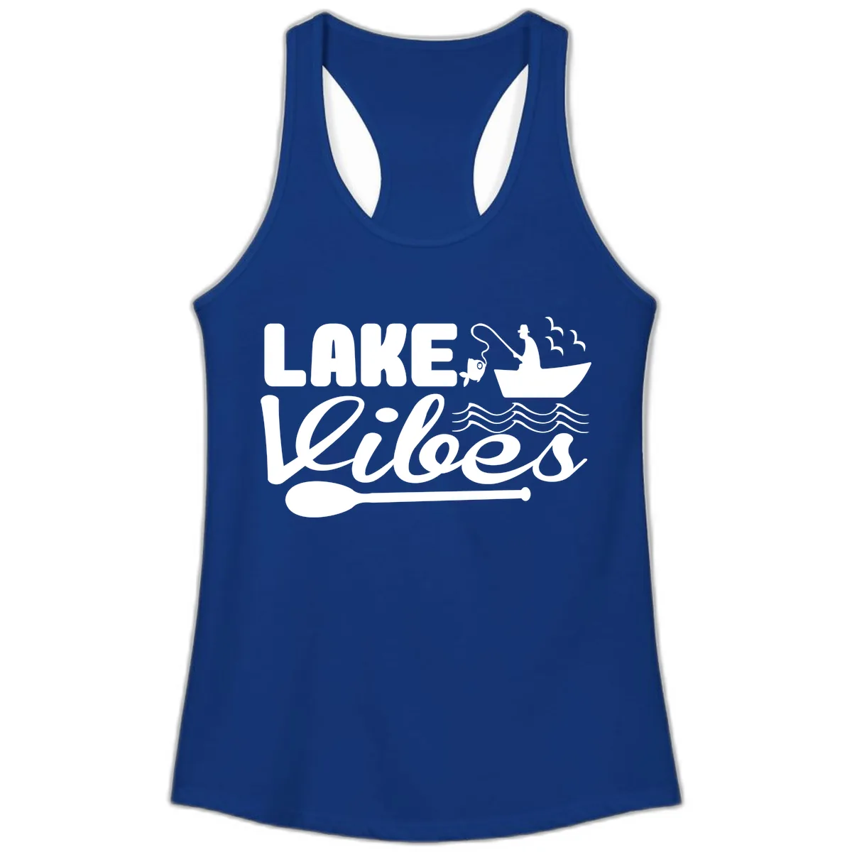 Lake Vibes Fisherman's Delight Ladies Tank in Solid Royal