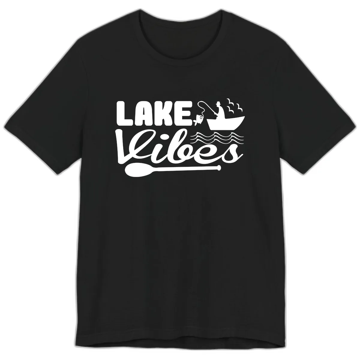 Lake Vibes Fisherman's Delight Premium T-Shirt in Black