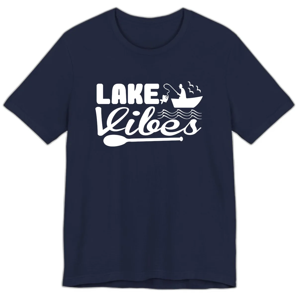 Lake Vibes Fisherman's Delight Premium T-Shirt in Navy