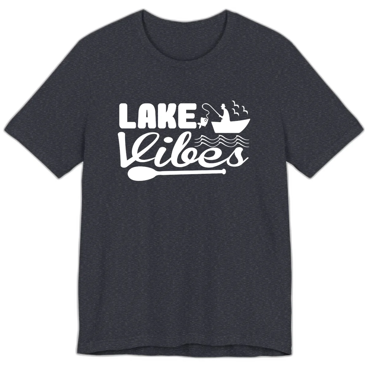Lake Vibes Fisherman's Delight Premium T-Shirt in Heather Navy