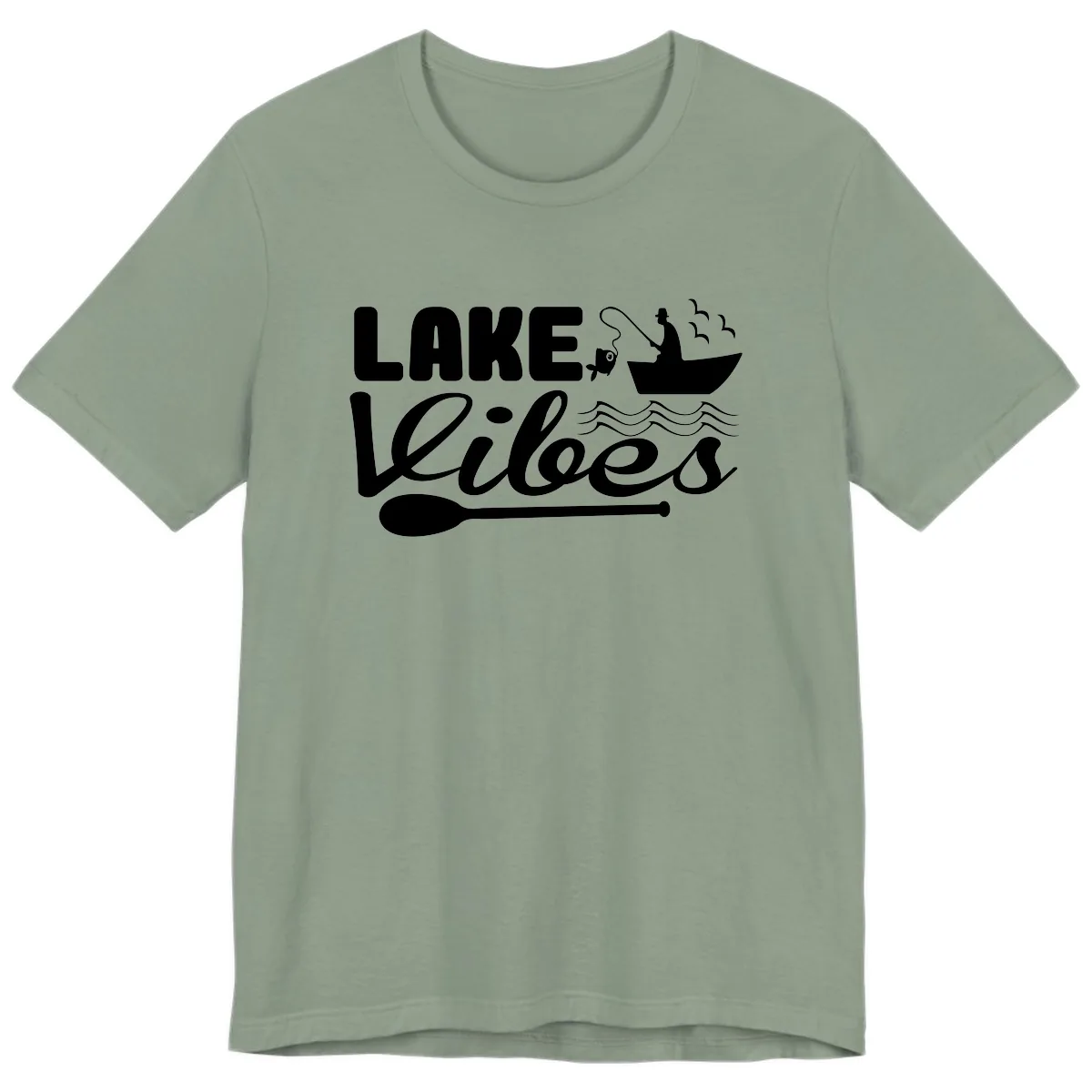 Lake Vibes Fisherman's Delight Premium T-Shirt in Sage