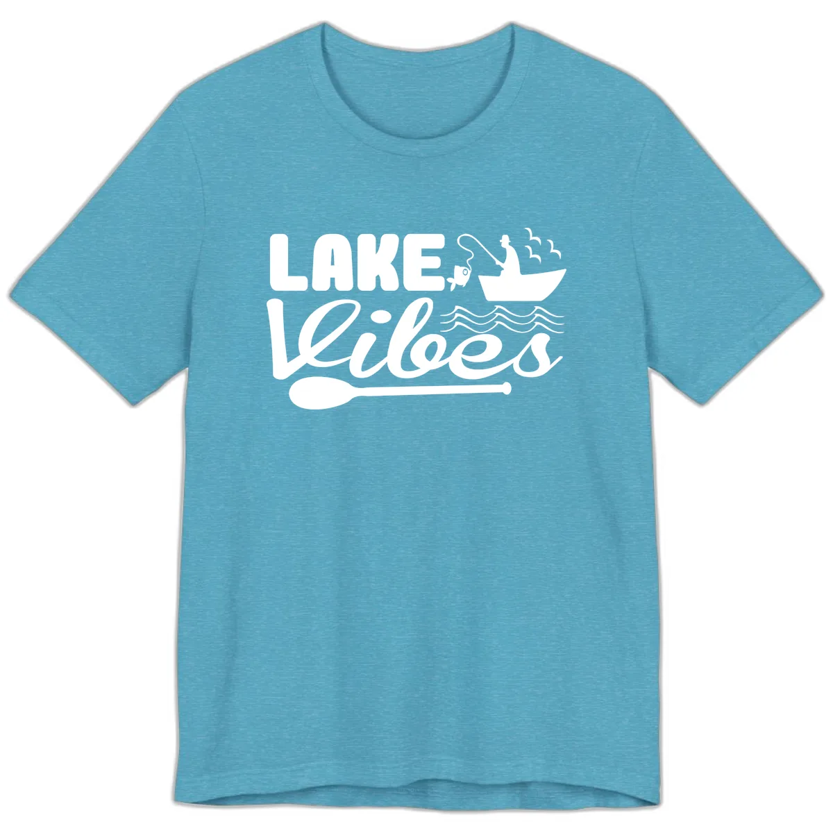 Lake Vibes Fisherman's Delight Premium T-Shirt in Heather Aqua