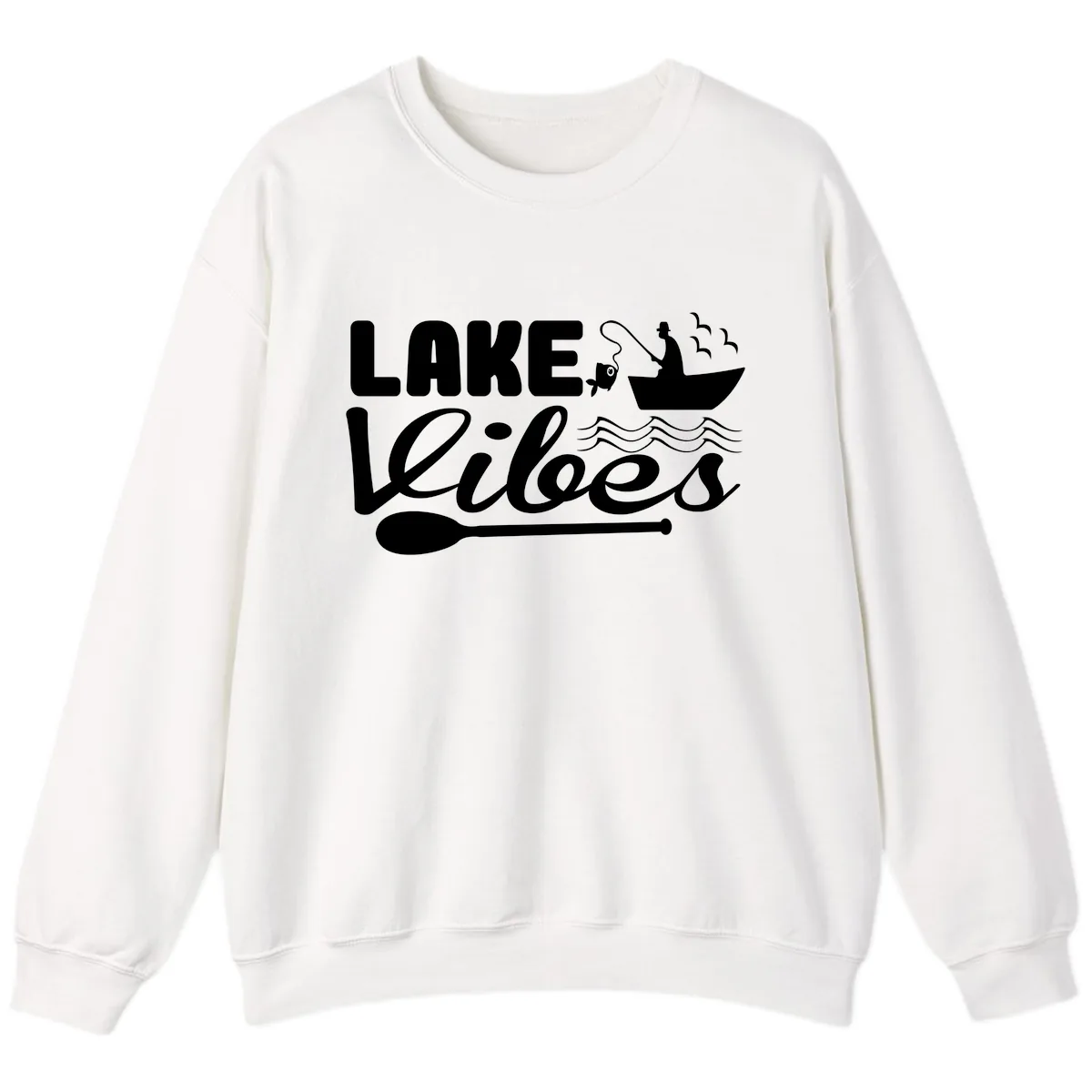 Lake Vibes Fisherman's Delight Sweatshirt in White