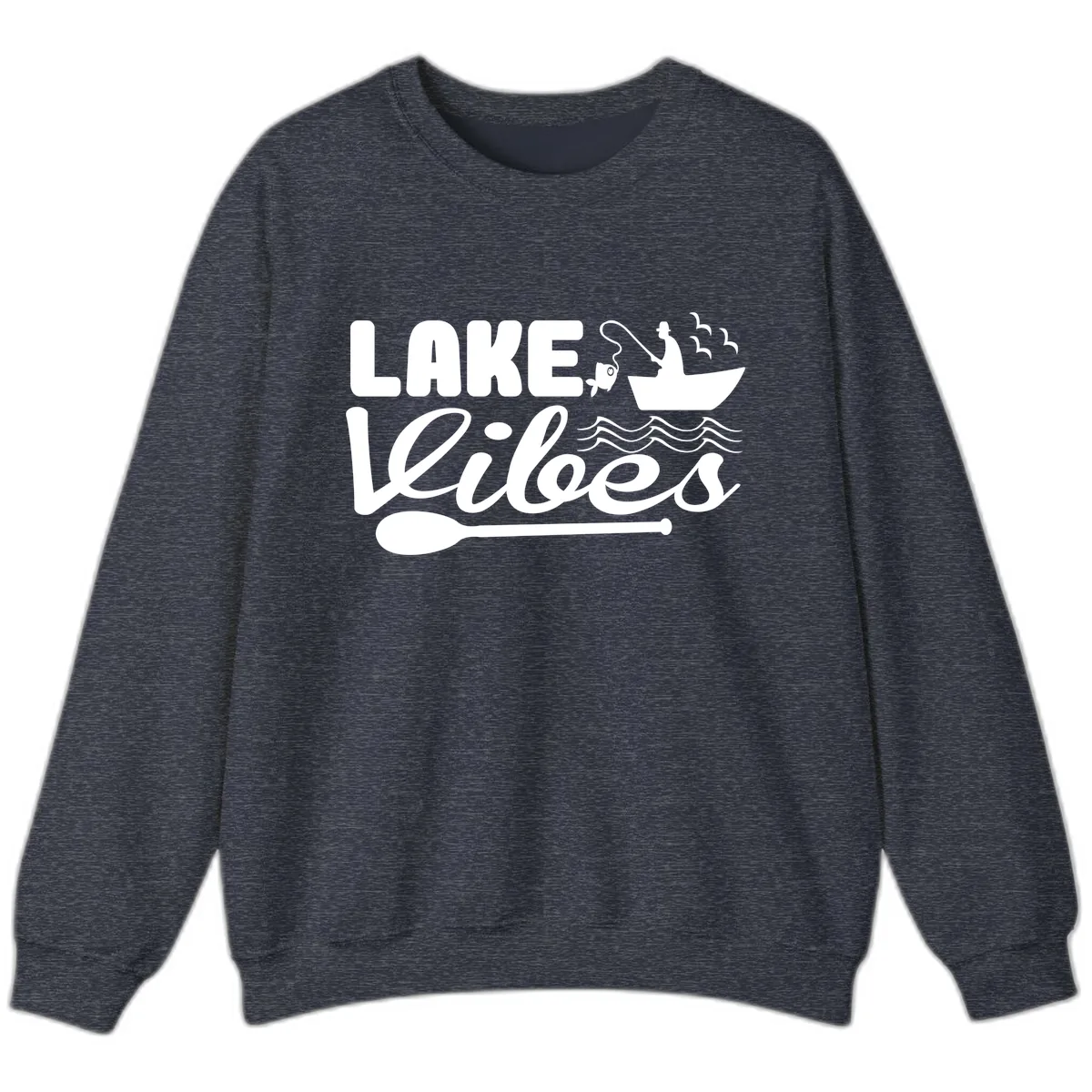Lake Vibes Fisherman's Delight Sweatshirt in Heather Sport Dark Navy