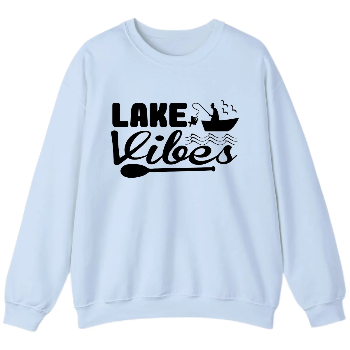 Lake Vibes Fisherman's Delight Sweatshirt in Light Blue