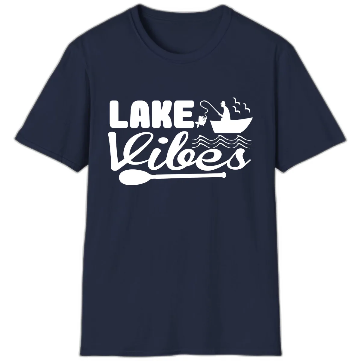 Lake Vibes Fisherman's Delight T-Shirt in Navy