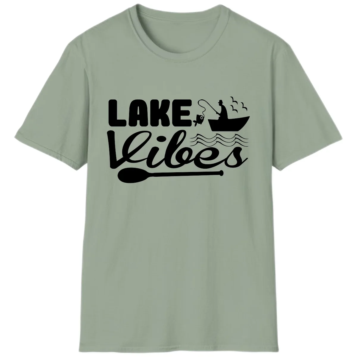 Lake Vibes Fisherman's Delight T-Shirt in Sage