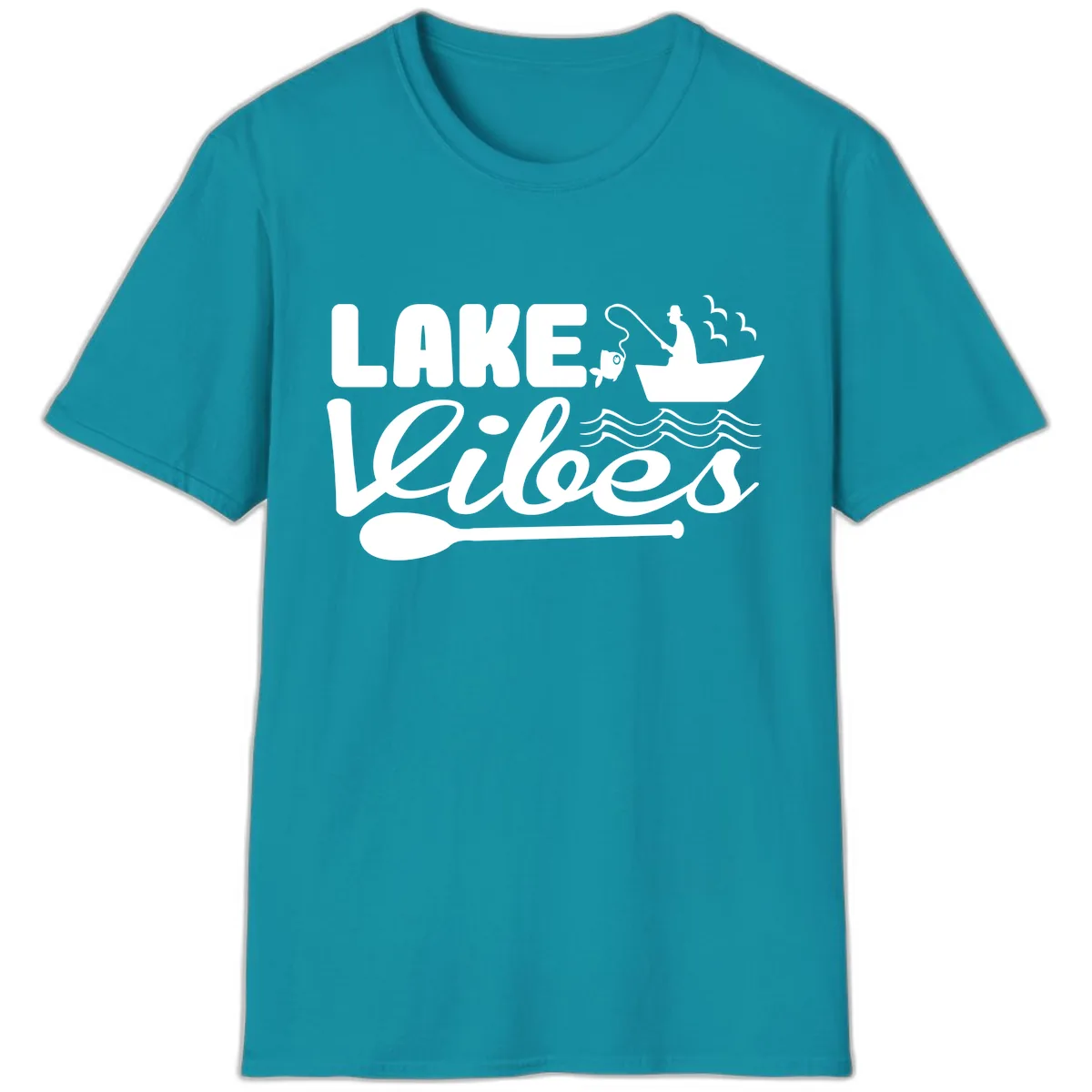 Lake Vibes Fisherman's Delight T-Shirt in Tropical Blue