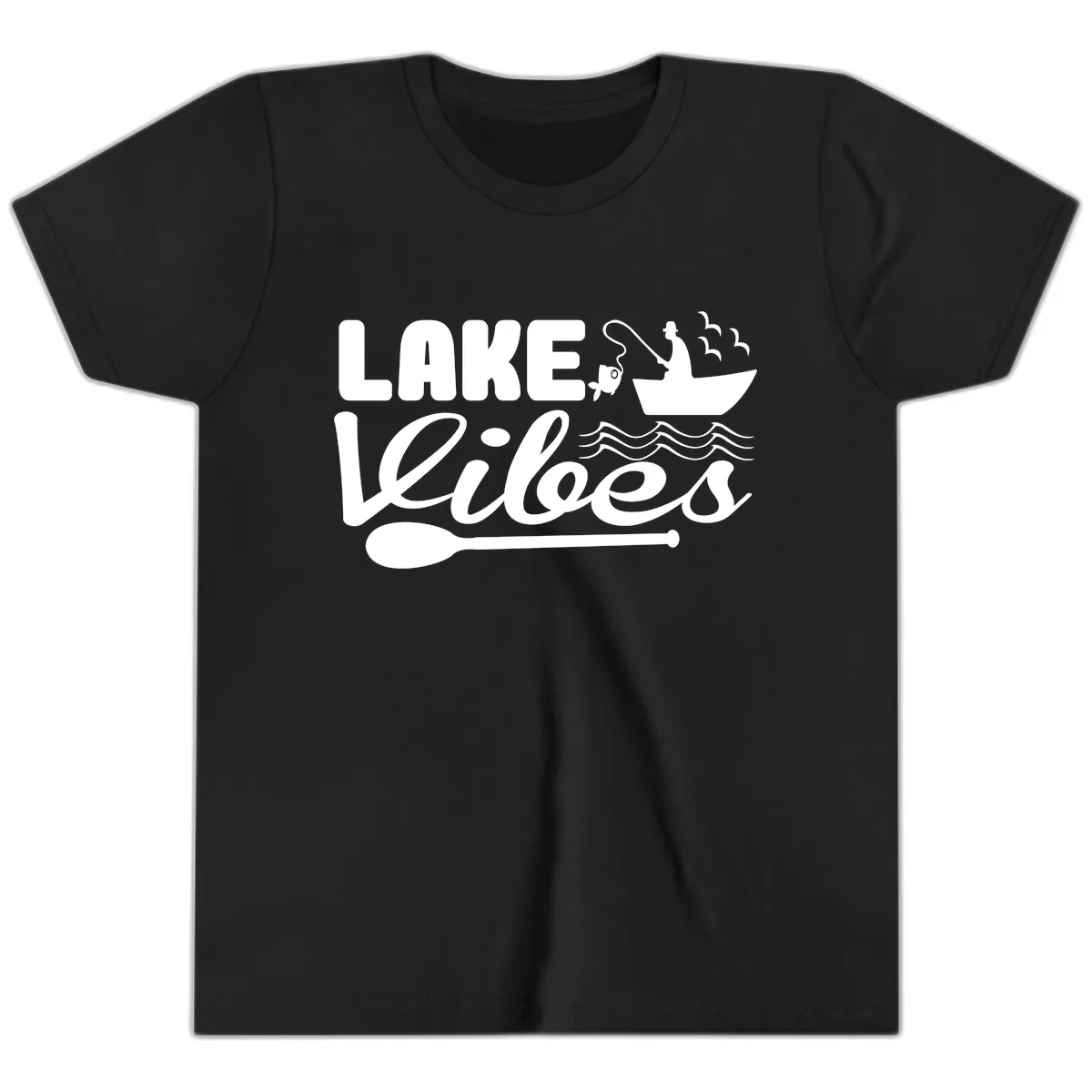 Lake Vibes Fisherman's Delight Youth T-Shirt in Black