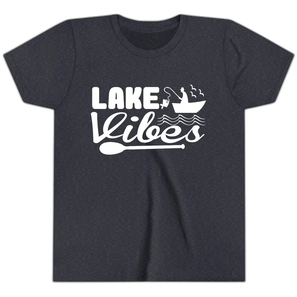 Lake Vibes Fisherman's Delight Youth T-Shirt in Heather Navy