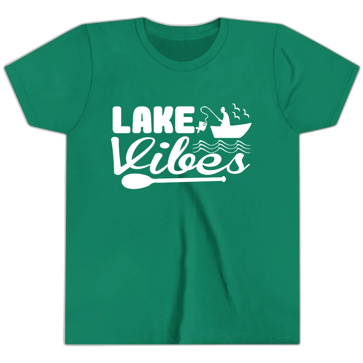 Lake Vibes Fisherman's Delight Youth T-Shirt in Kelly