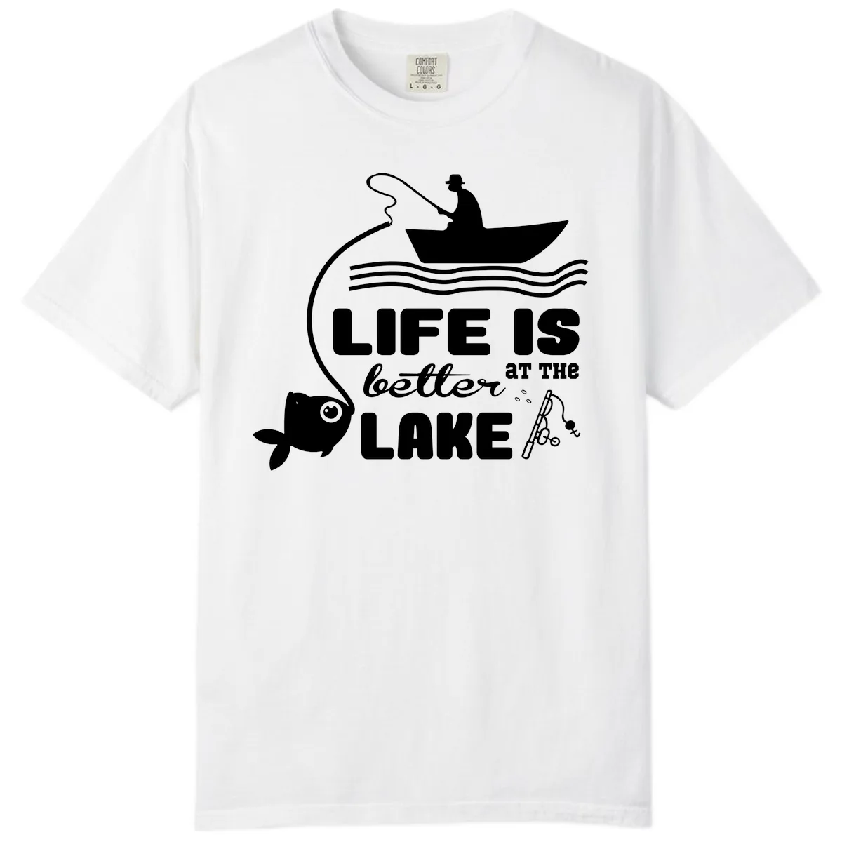 Life Is Better At The Lake Fishing Comfort Color in White