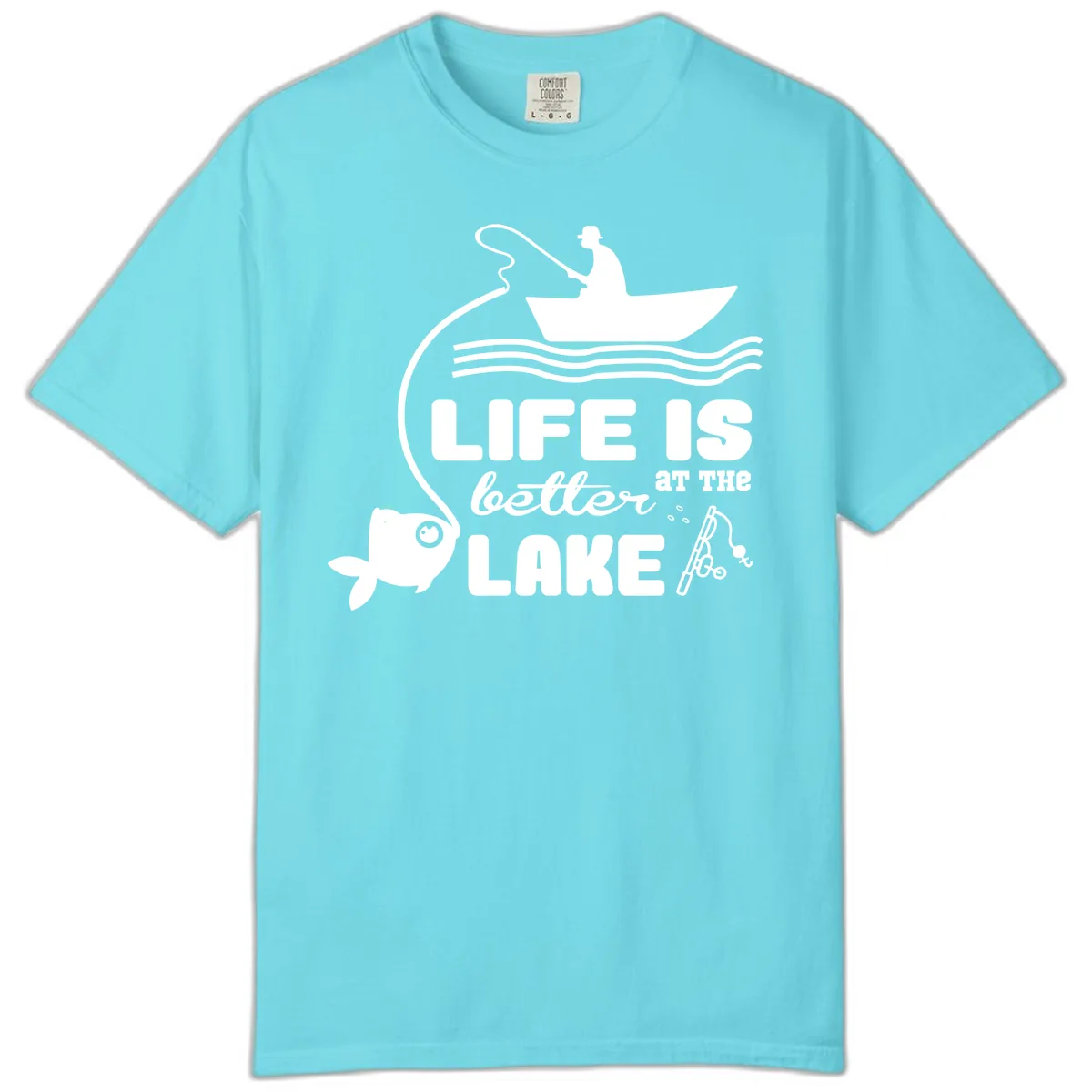 Life Is Better At The Lake Fishing Comfort Color in Lagoon Blue