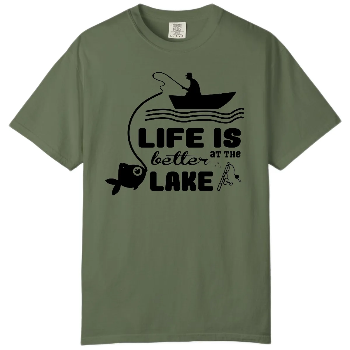 Life Is Better At The Lake Fishing Comfort Color in Sage