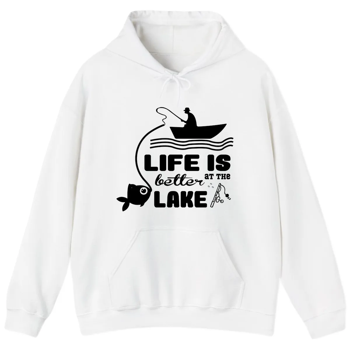 Life Is Better At The Lake Fishing Hoodie in White