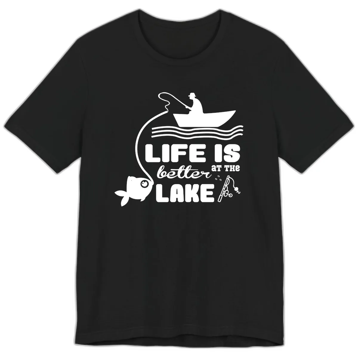 Life Is Better At The Lake Fishing Premium T-Shirt in Black