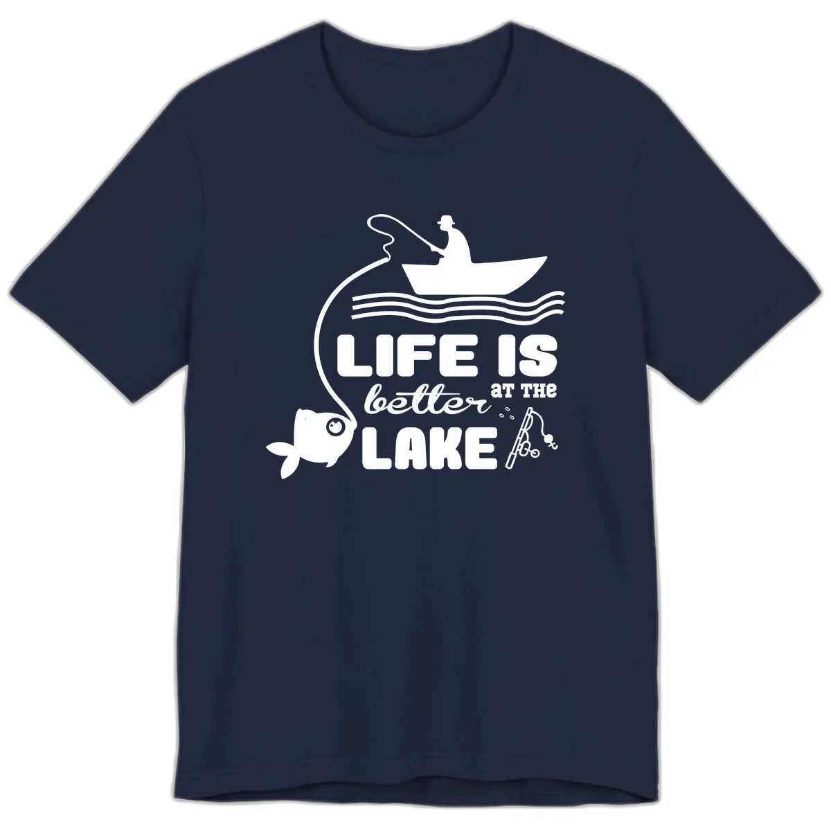 Life Is Better At The Lake Fishing Premium T-Shirt in Navy