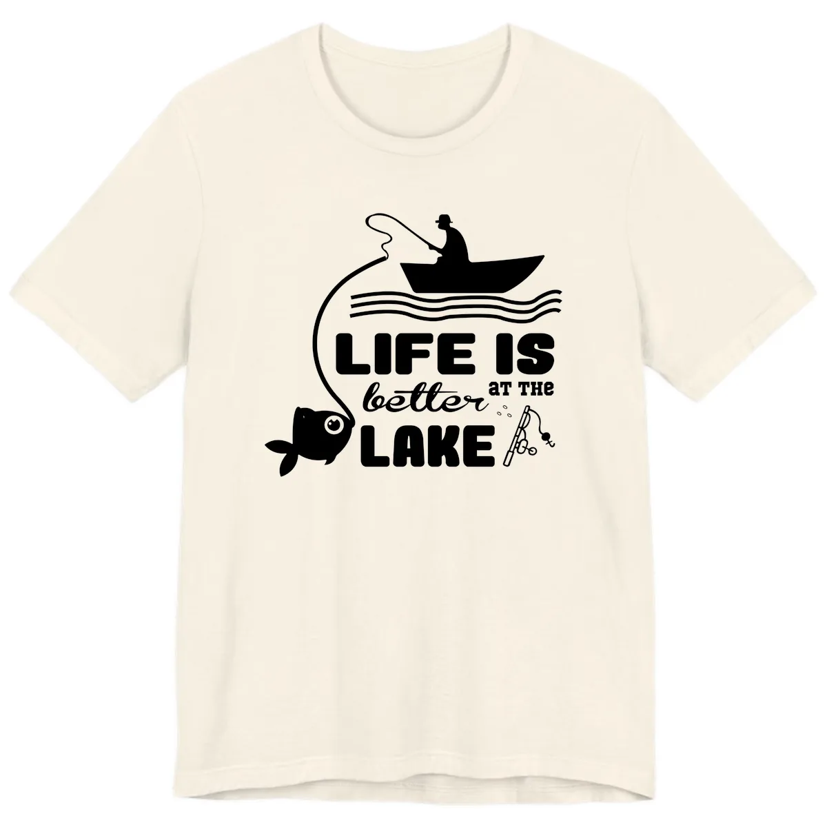 Life Is Better At The Lake Fishing Premium T-Shirt in Natural
