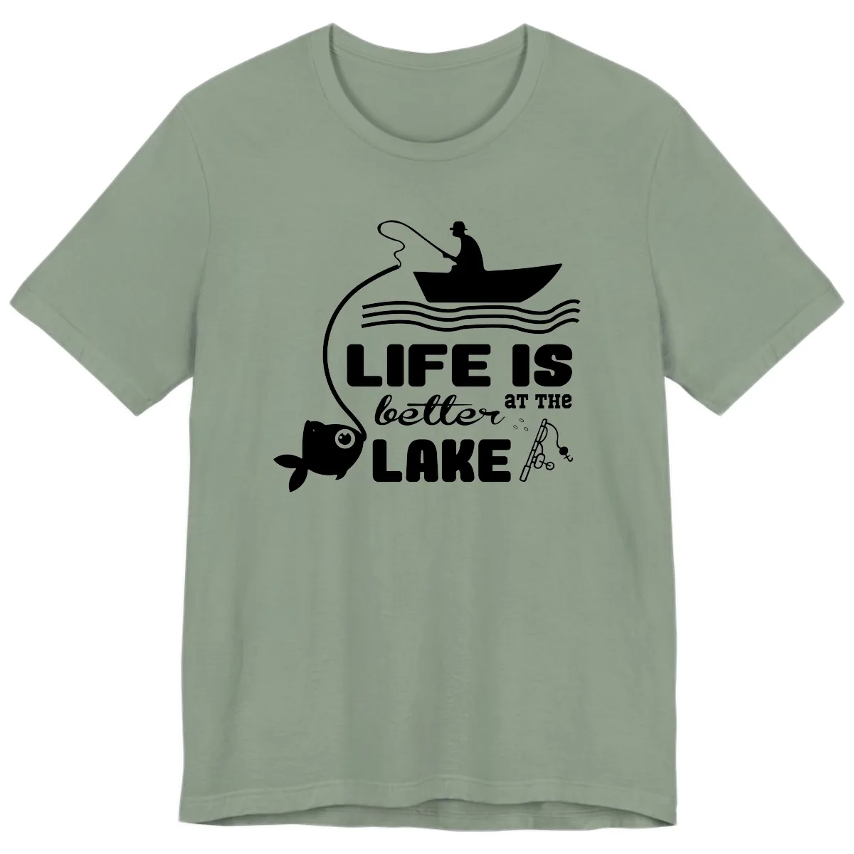 Life Is Better At The Lake Fishing Premium T-Shirt in Sage
