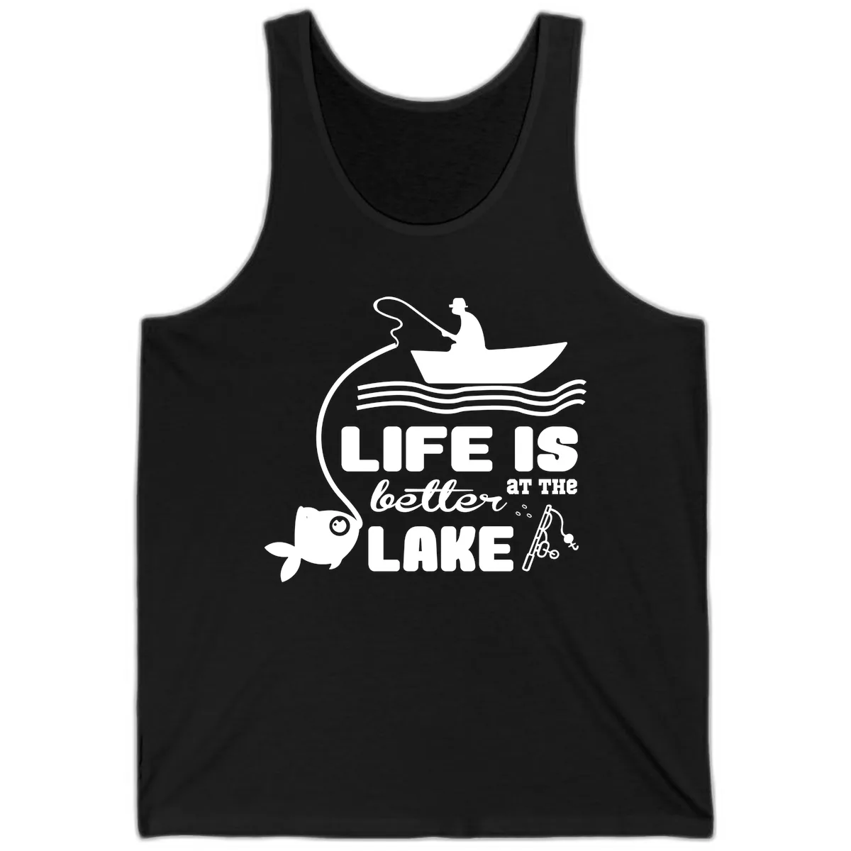Life Is Better At The Lake Fishing Tank in Black
