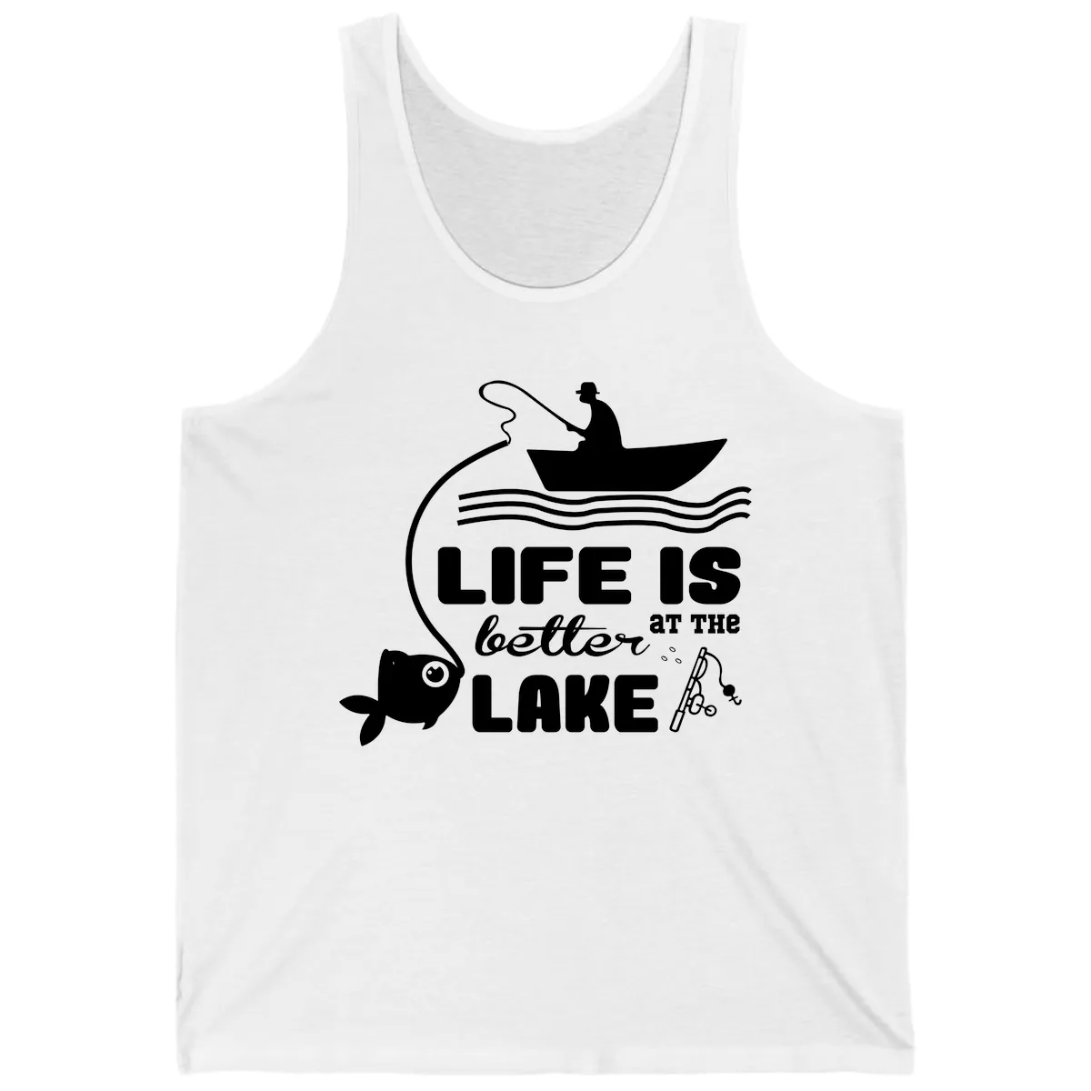 Life Is Better At The Lake Fishing Tank in White