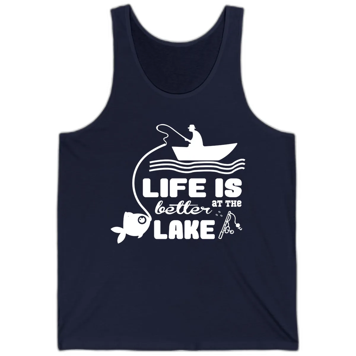 Life Is Better At The Lake Fishing Tank in Navy