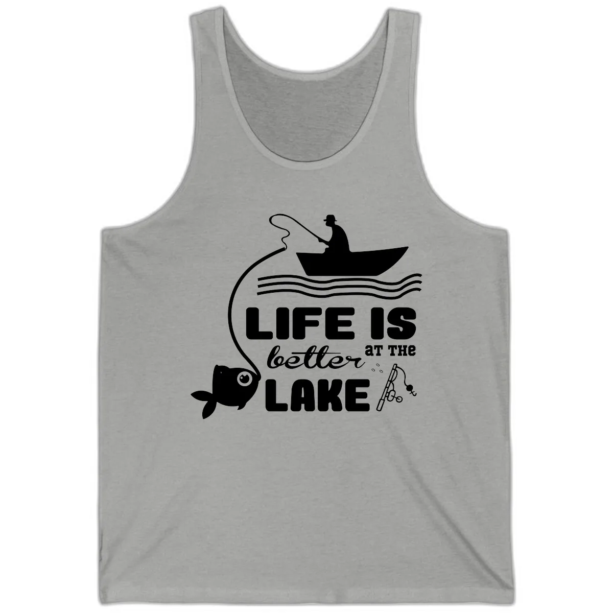 Life Is Better At The Lake Fishing Tank in Athletic Heather