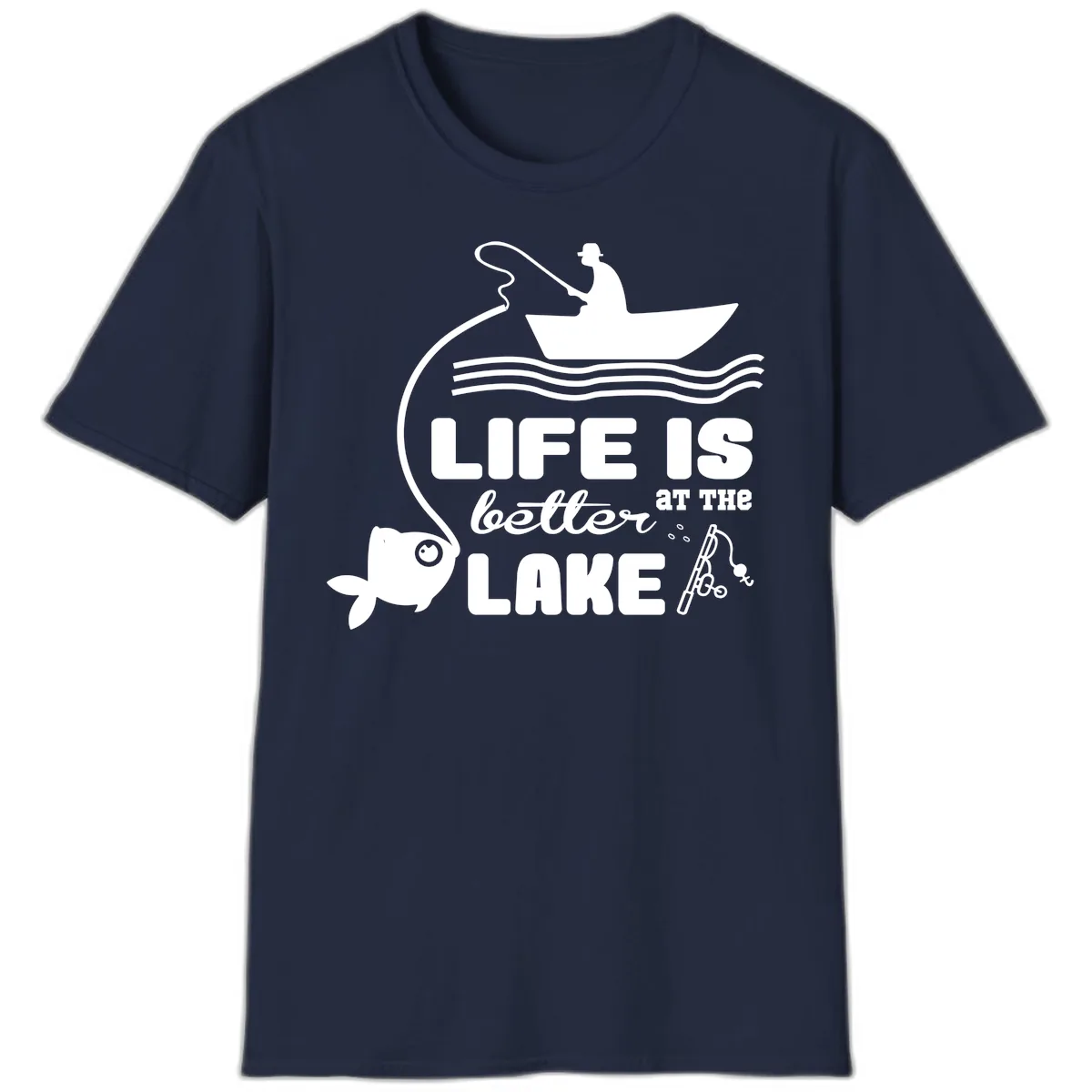Life Is Better At The Lake Fishing T-Shirt in Navy